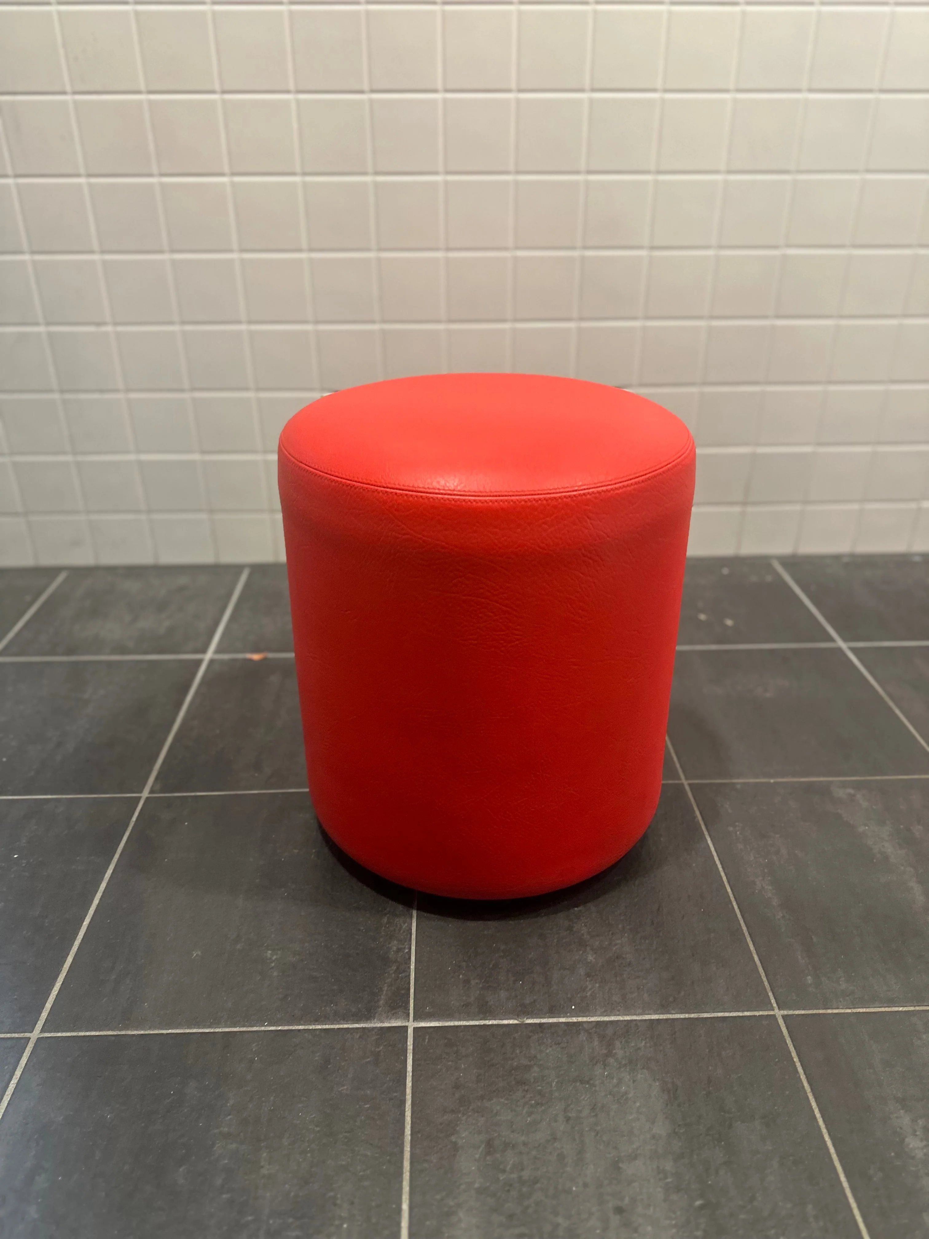 Red cushion poofs (set of 3)